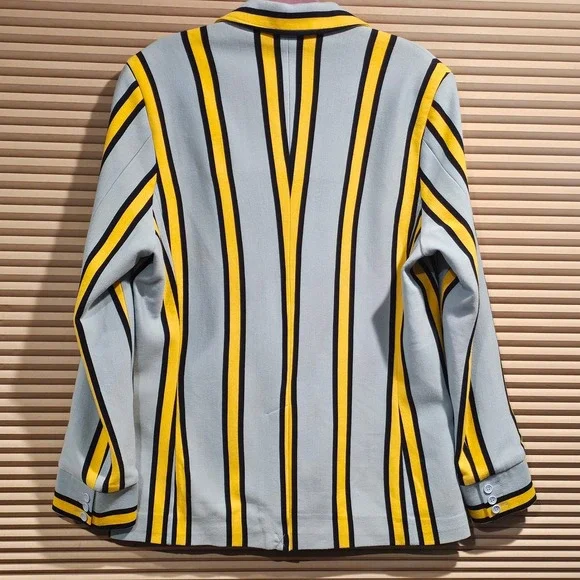 Adidas Originals Mens M 2005 Striped Wool Blend Blazer Jacket Blue Yellow 739195 - Picture 9 of 12